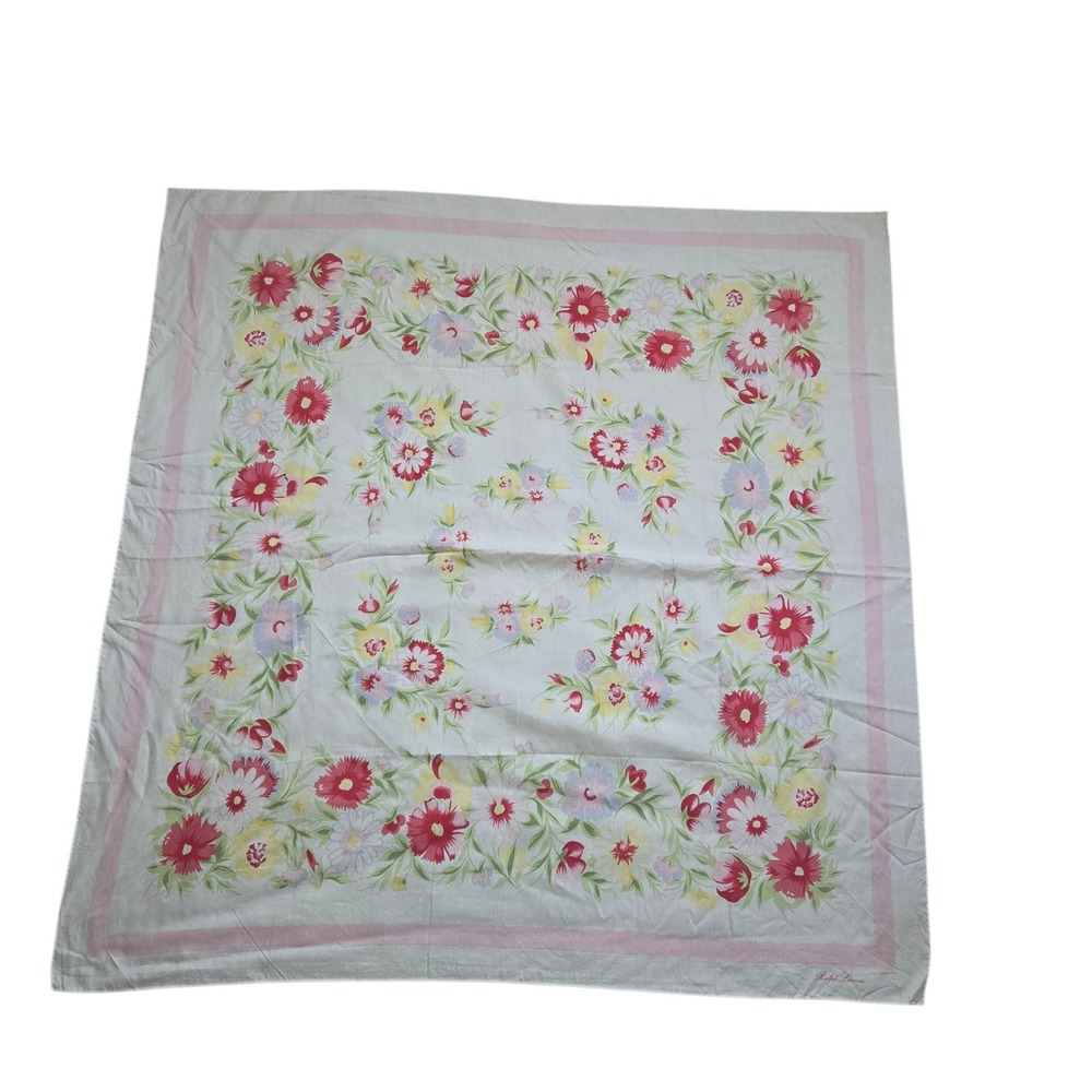 Vintage Ralph Lauren Floral Square Scarf‎ Silk 32x32